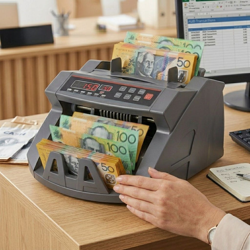 Money Counting Machine with Uv Detection, Grey - alternate angle
