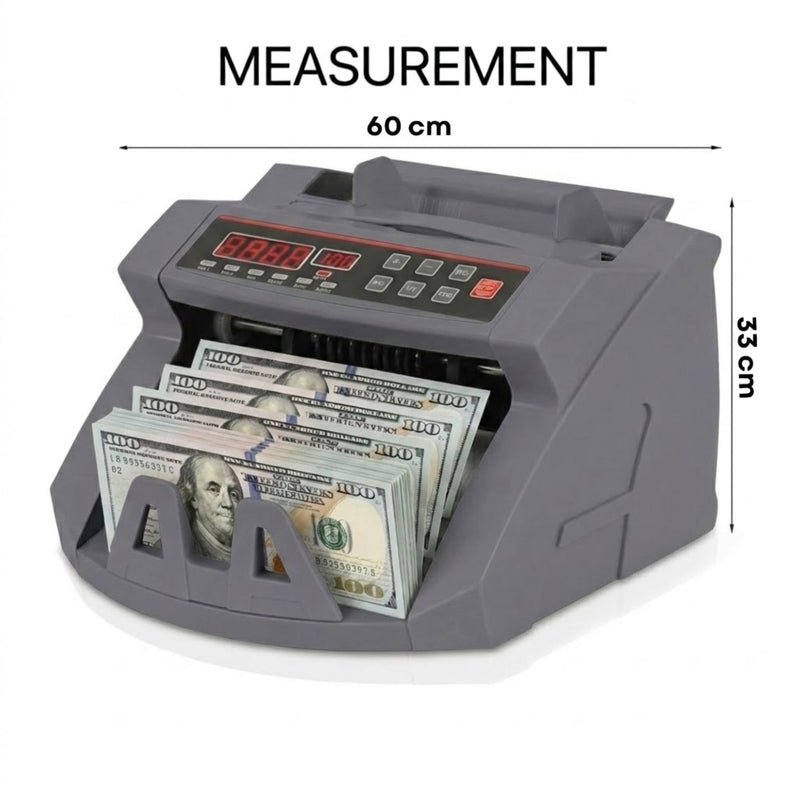 Money Counting Machine with Uv Detection, Grey - size and scale view