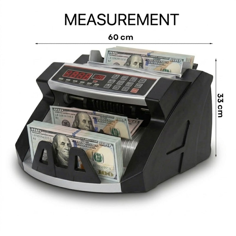 Money Counter Machine with Uv Detection for Aud Dollars, Black - size and scale view