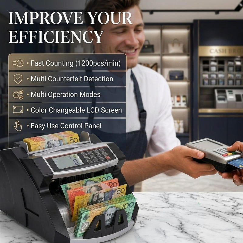 Money Counter Machine with Uv Detection for Aud Dollars, Black - additional product view