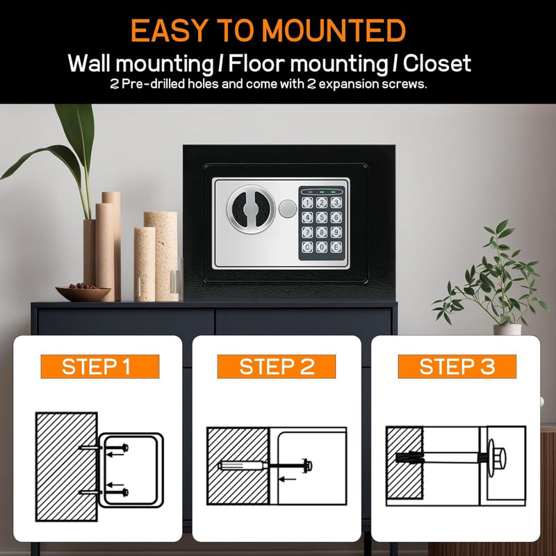 Electronic Safe Box with Keypad Lock Metal