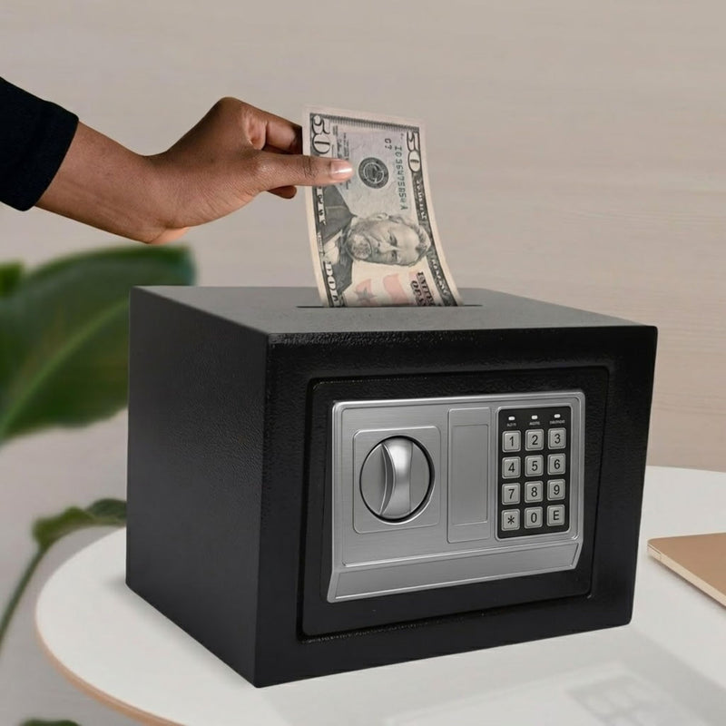 Electronic Safe Box with Deposit Slot for Valuables, Black - alternate angle