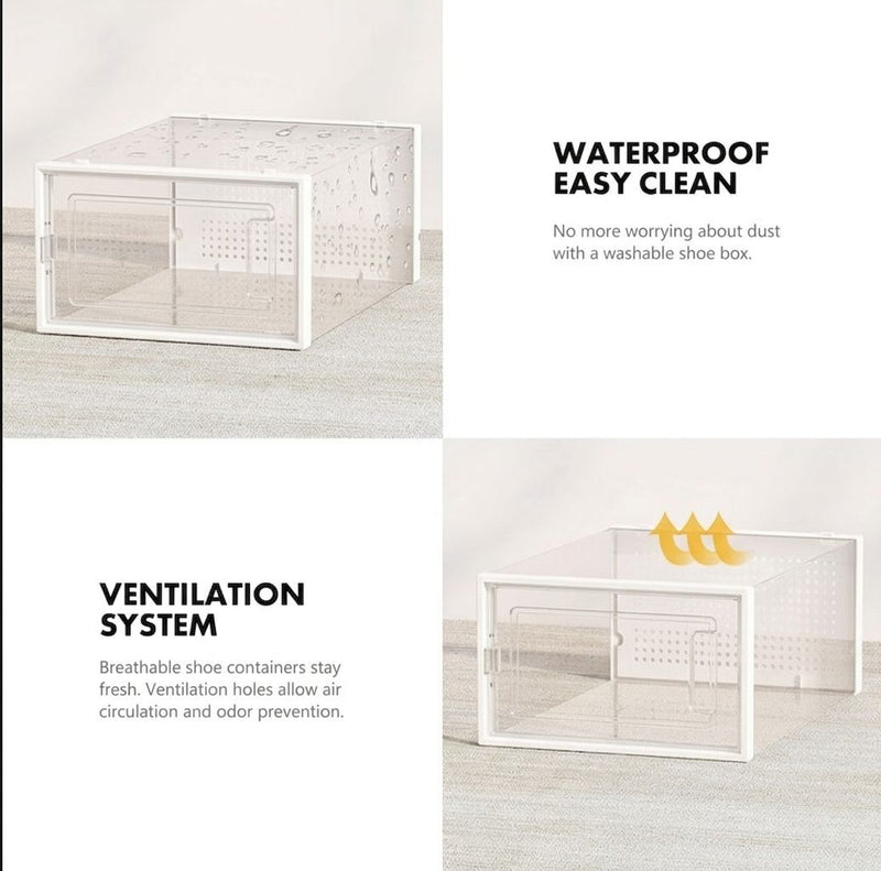 18-Pack Shoe Storage Boxes, Clear Stackable, White - additional product view