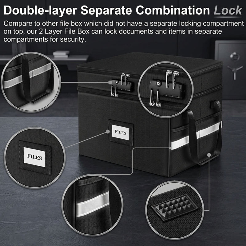 Fireproof Document Box with Lock for Office Storage