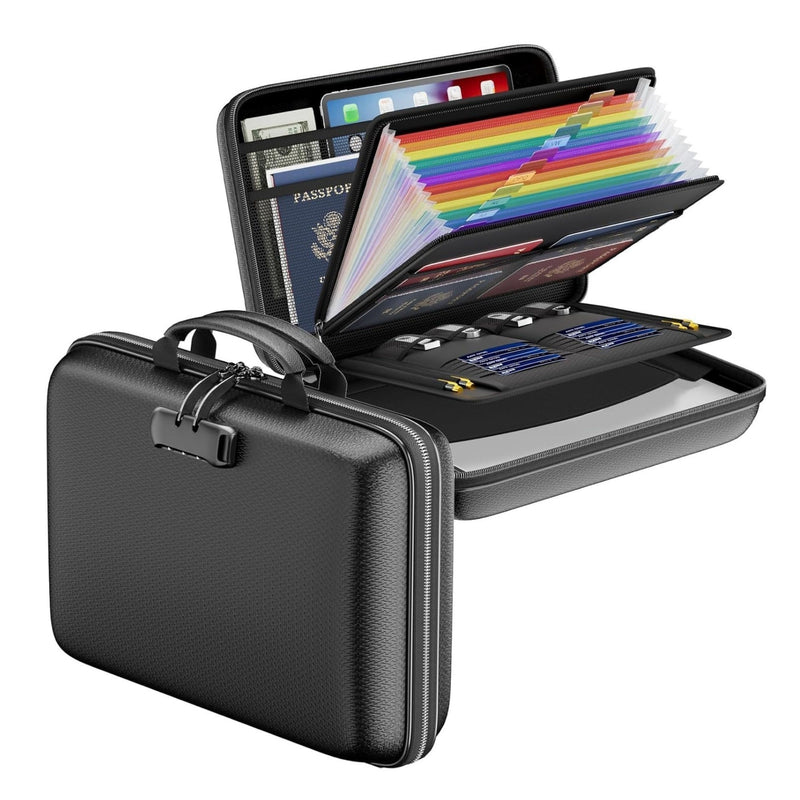 Fireproof Document Box with Lock for Safe Document Storage, Black - main product image