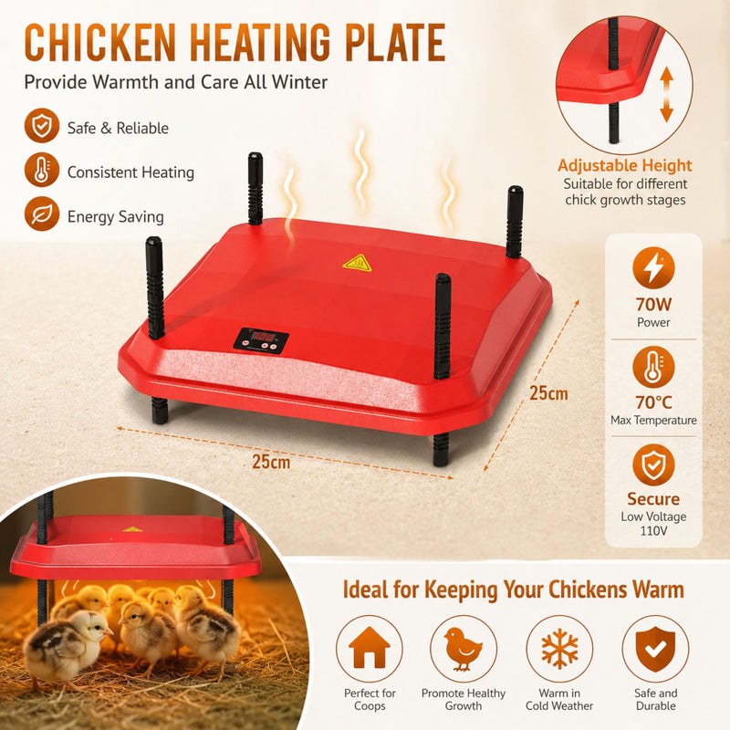 Chick Brooder Heating Plate, Adjustable Height, Red - detail view
