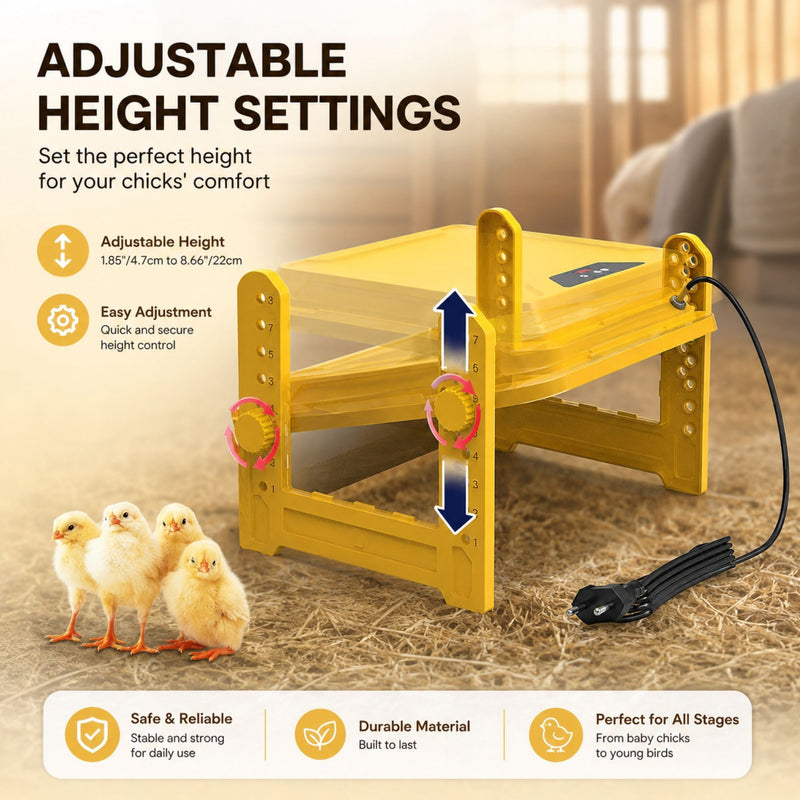 Upgraded Chick Brooder Heating Plate, Adjustable Height, Yellow - additional product view