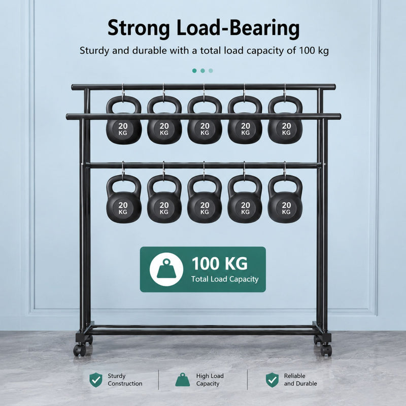 Double Rod Clothes Rack with Wheels for Easy Storage