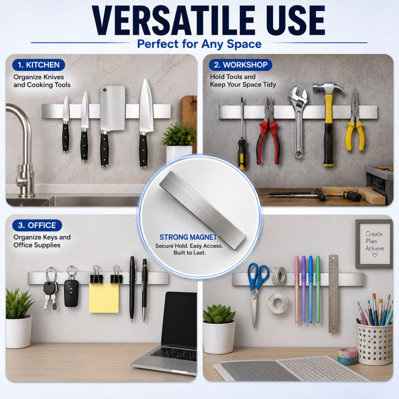 60cm Magnetic Knife Strip Wall Rack - Knife Rack