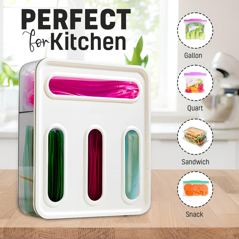 Food Storage Bag Organiser - 4 Compartment Clear Box