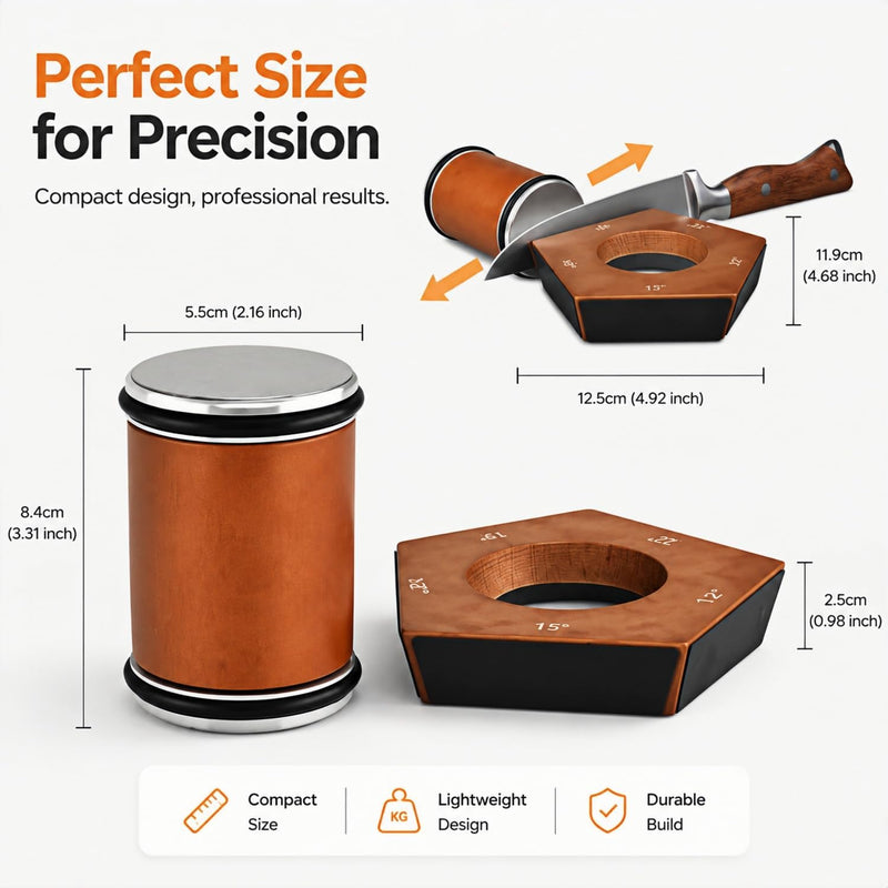 Rolling Knife Sharpener with 5 Angle Magnetic Holder, Brown - additional product view