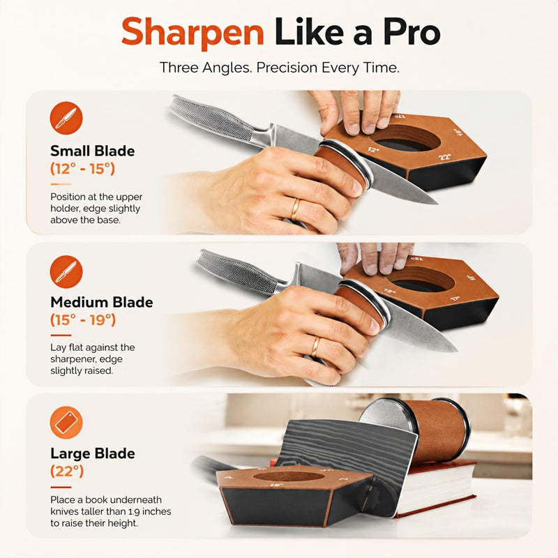 Rolling Knife Sharpener with 5 Angle Magnetic Holder