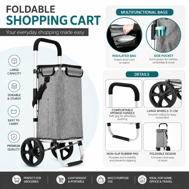 Foldable Shopping Trolley Lightweight Aluminium Cart