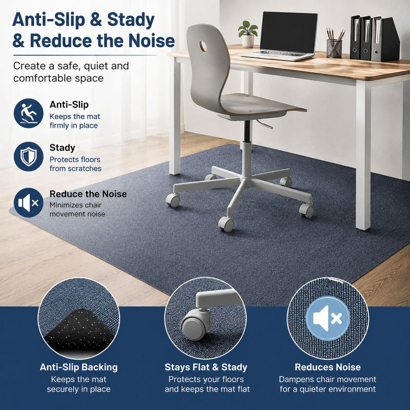 Office Chair Mat Hard Floor Protector 120x90 cm Anti - Slip Grey, Dark Grey - additional product view