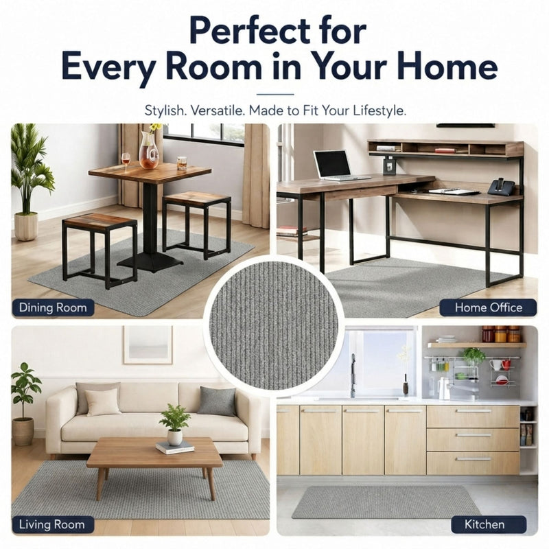 Office Chair Mat Hard Floor Protector 120x90 cm Anti - Slip White, Dark Grey - size and scale view