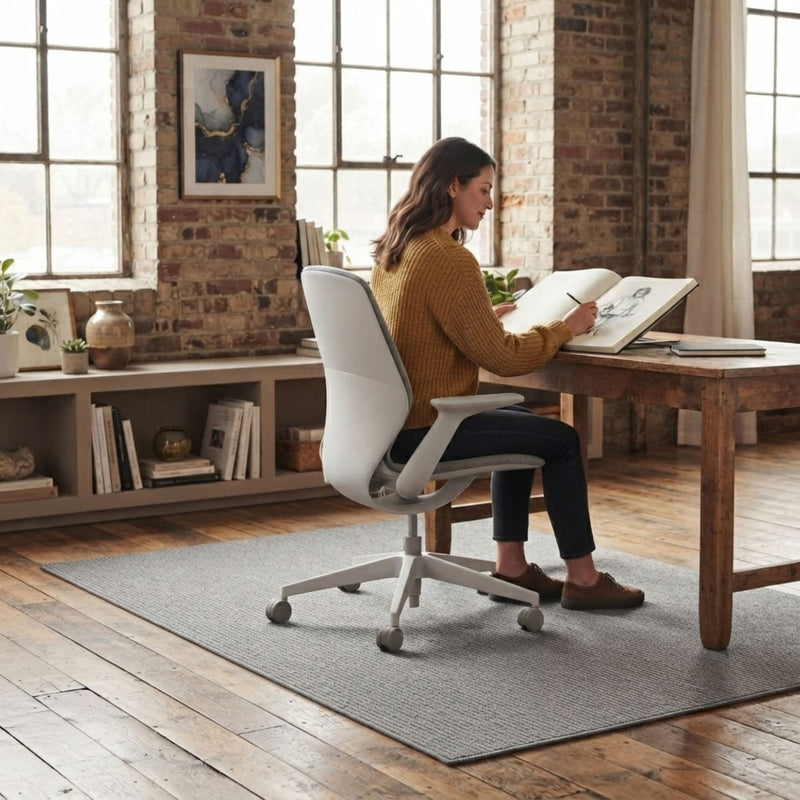 Office Chair Mat Hard Floor Protector 120x90 cm Anti - Slip White, Dark Grey - additional product view