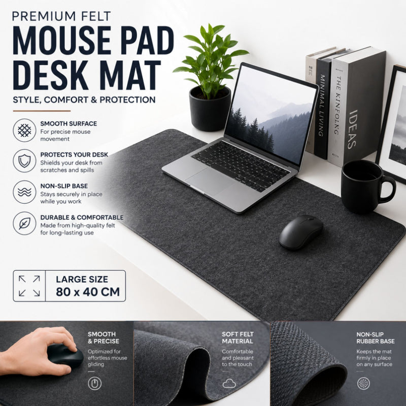Felt Desk Mat - Large Mouse Pad 80x40cm