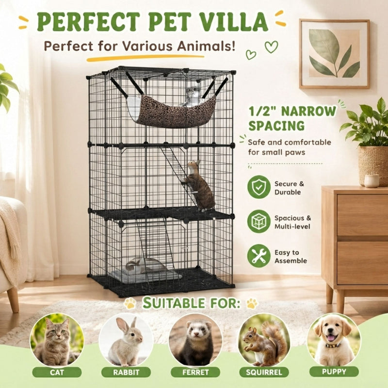 3 Tier Pet Playpen Large Cat Cage Diy Enclosure