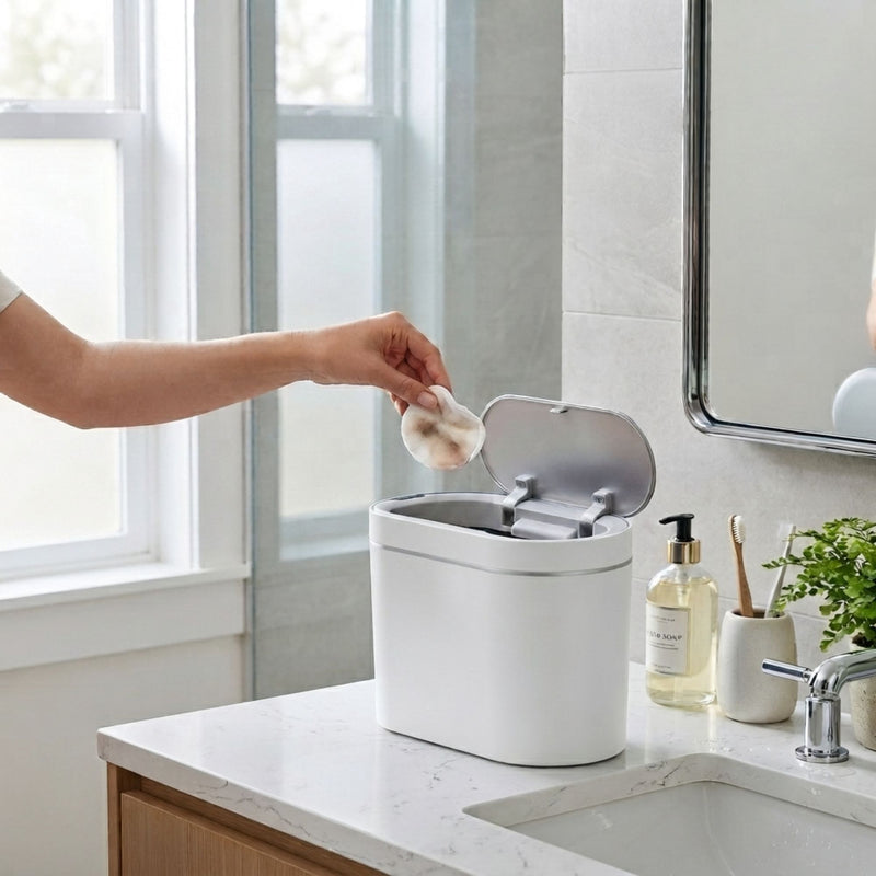 2-Pack Touchless Motion Sensor Trash Can - White