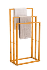 3-Tier Bamboo Towel Rack, Freestanding Bar Holder for Bathroom in Natural - alternate angle