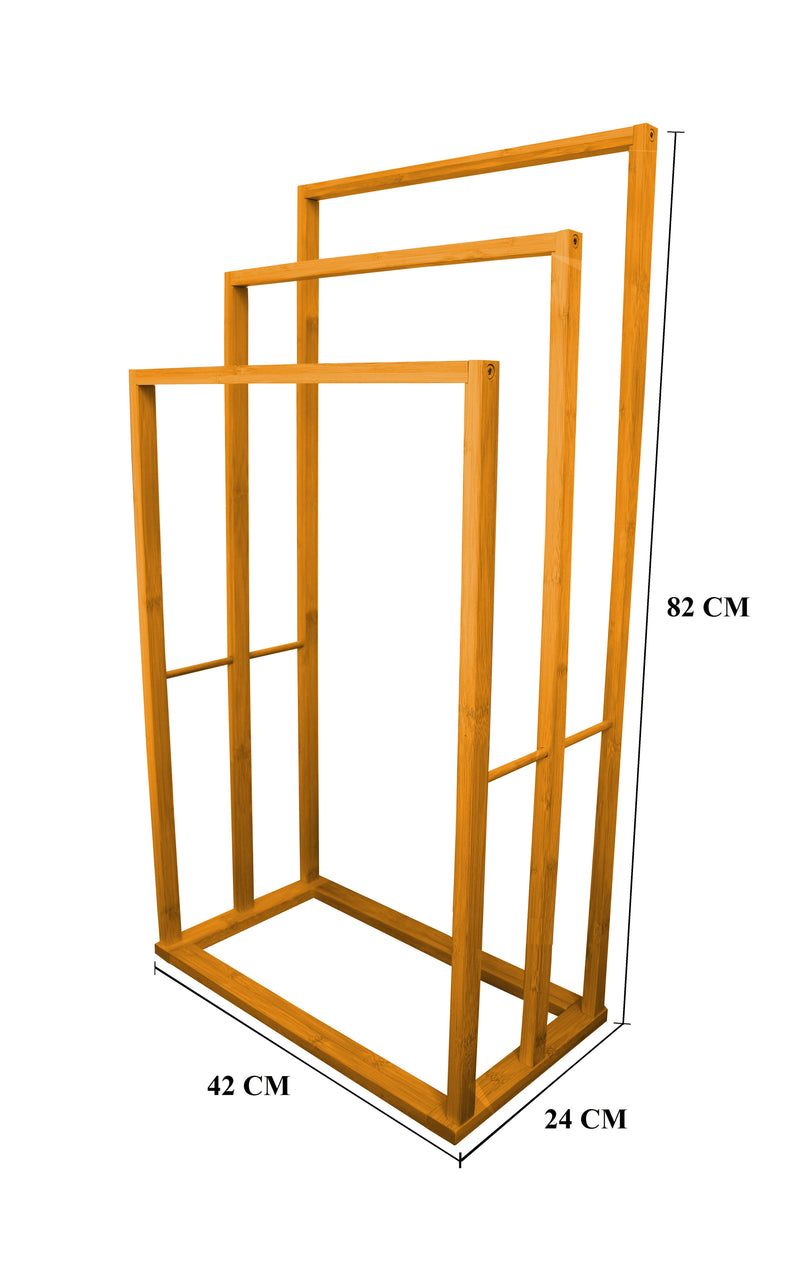 3-Tier Bamboo Towel Rack Freestanding Bar Holder