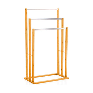 3-Tier Bamboo Towel Rack Freestanding Bar Metal Holder