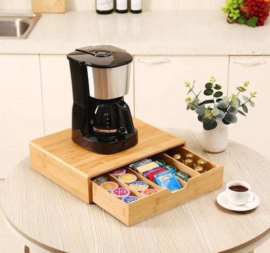 Bamboo K-Cup Coffee Pod Holder Storage Organiser for Kitchen in Natural - alternate angle