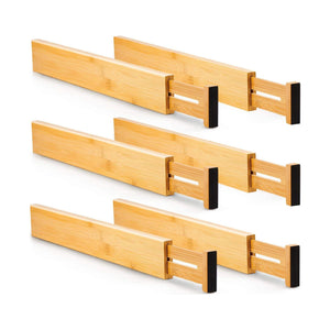 6-Pack Bamboo Adjustable Kitchen Drawer Dividers