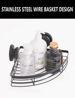 2-Pack Round Metal Corner Caddy Shelf with Premium Vacuum Suction in Black - detail view