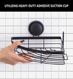 2-Pack Round Metal Corner Caddy Shelf with Premium Vacuum Suction in Black - size and scale view