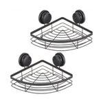 2-Pack Round Metal Corner Caddy Shelf with Premium Vacuum Suction in Black - main product image