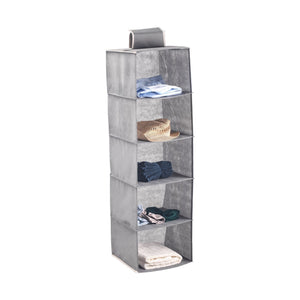 5-Tier Hanging Wardrobe Organiser Grey - Closet Organiser