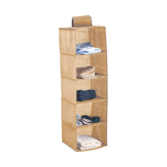 5-Tier Hanging Wardrobe Organiser, Non-Woven Fabric, Beige - main product image