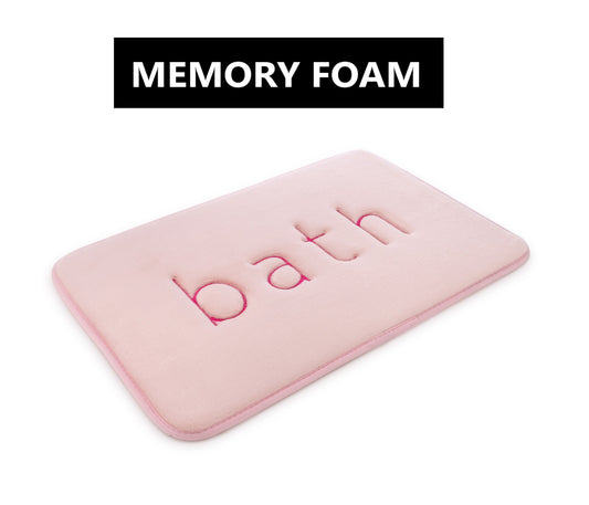 Memory Foam Bath Mat, Soft Absorbent Rug, 60x40cm, Pink - alternate angle