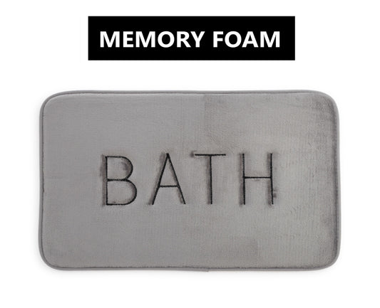 Memory Foam Bath Mat, Soft Absorbent Rug, 60x40cm, Grey - alternate angle
