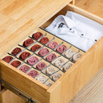 Drawer Organiser Set of 2, 40 Cell Fabric Divider, Beige - detail view