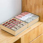 Drawer Organiser Set of 2, 40 Cell Fabric Divider, Beige - size and scale view