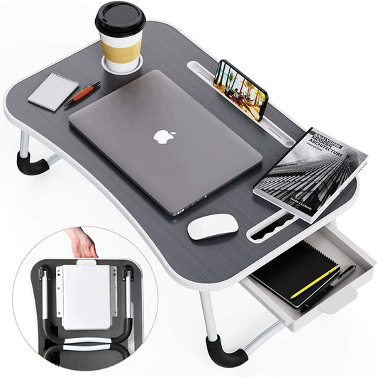Laptop Bed Desk with Storage and Foldable Legs - Black - main product image