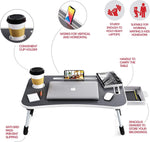 Laptop Bed Desk with Storage and Foldable Legs - Black - size and scale view
