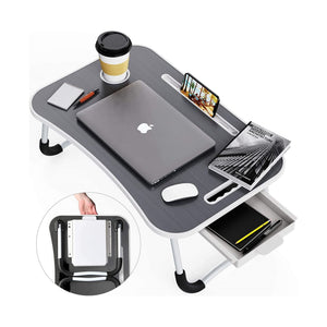 Laptop Bed Desk with Storage and Foldable Legs - Black