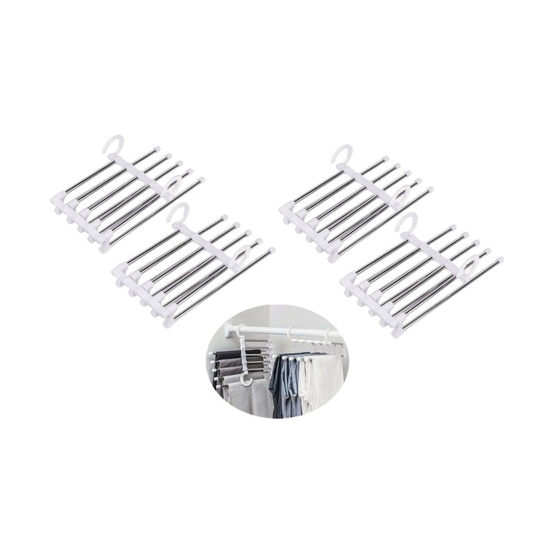 5 in 1 Pants Hangers, Pack of 4, Space Saving, Grey - main product image
