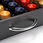 Coffee Pod Holder Metal Drawer for 60 Capsules, Black - size and scale view