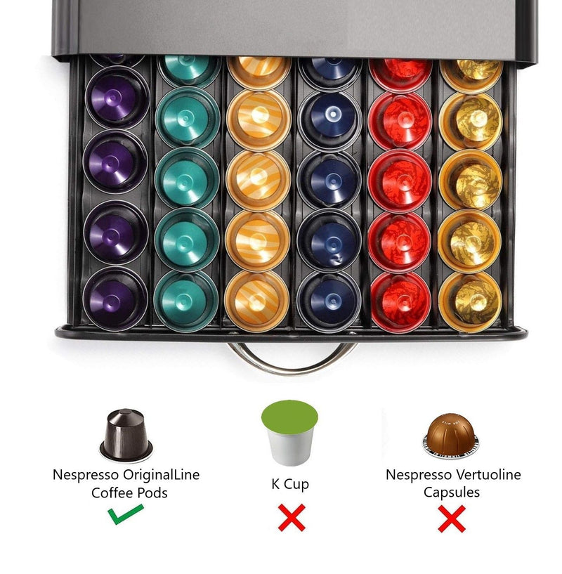 Coffee Pod Holder Metal Drawer for 60 Capsules