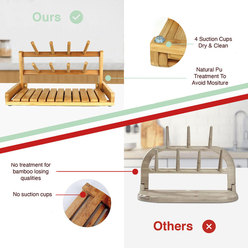 Bamboo Baby Bottle Drying Rack with Portable Design