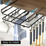 Multifunctional Under Cabinet Cutting Board Holder Rack, Black - detail view