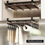 Multifunctional Under Cabinet Cutting Board Holder Rack, Black - size and scale view