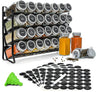 4 Tier Spice Rack Organiser with 28 Glass Jars, 300 Labels & Funnel