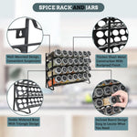 4 Tier Spice Rack Organiser with 28 Glass Jars, 300 Labels & Funnel, Black - size and scale view