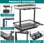 2 Tier Under Sink Organiser with Adjustable Height - Black - detail view