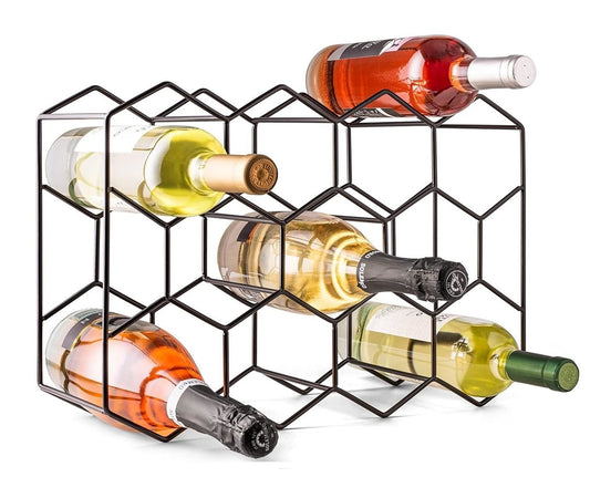 14 Bottle Countertop Wine Rack - Freestanding Black Metal Holder - main product image